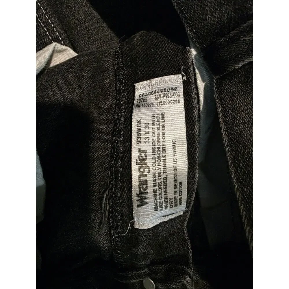 VTG Wrangler Jeans Mens 33x30 Black Straight Leg Denim 100% Cotton 5-Pocket